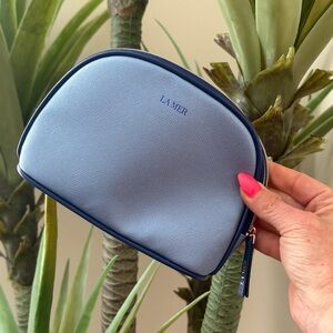 La Mer Blue Cosmetic Skin Care Make Up Medicine Travel Bag Zip Pouch LIKE NEW